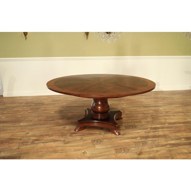 American 54 to 70 Inch Round Mahogany Jupe Table With Turned Column Base & Self-Storing Leaves, an Ap Exclusive by AntiquePurveyor For Sale - Image 3 of 16