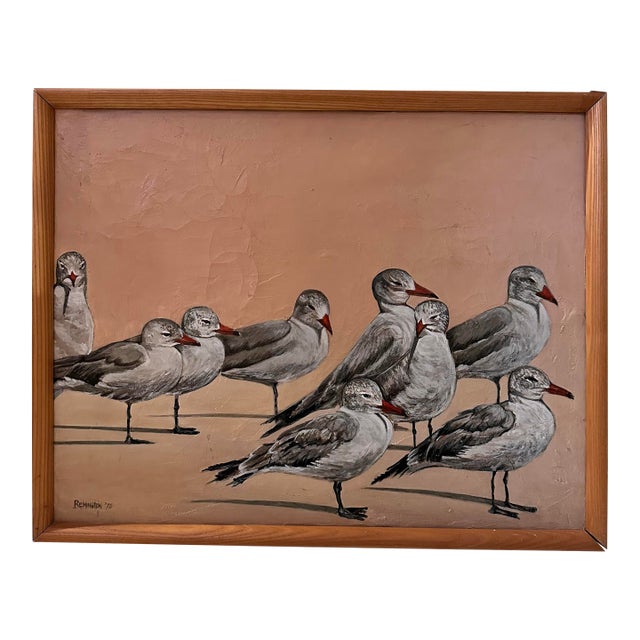 1978 Painting of Bird Grouping, Framed For Sale