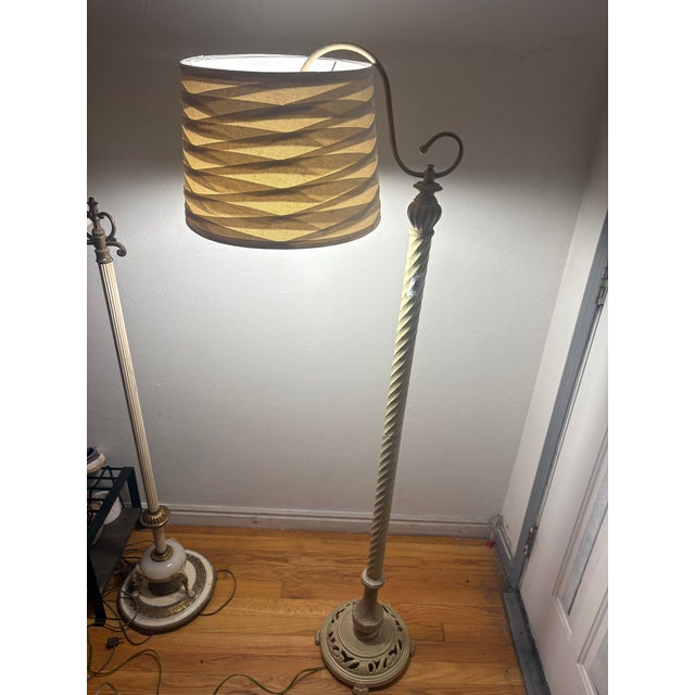 Vintage 1920s Spanish Revival Barley Twist Cast Iron Bridge Floor Lamp For Sale - Image 14 of 14