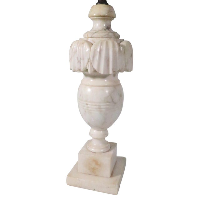 Off-white Mid 20th Century Neo Classical Carved Marble Table Lamps - a Pair For Sale - Image 8 of 18