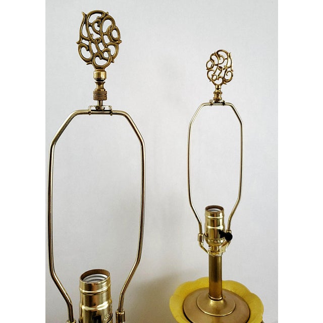 Lamps Chinese Crackled Yellow Pomegranate Pair For Sale - Image 11 of 14