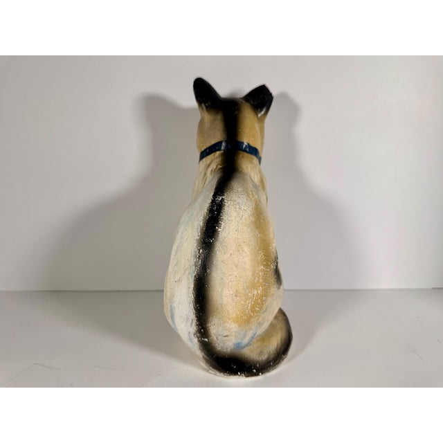 Antique Folk Art Chalkware Spotted Tabby Cat Figurine For Sale - Image 6 of 10