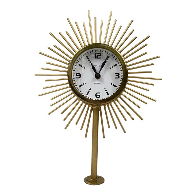 Vintage Victoria Queen England Starburst Marble Base Clock For Sale