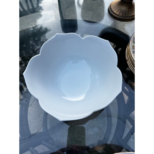 Mid-Century Modern Vintage Ceramic White Lotus Bowl For Sale - Image 3 of 3