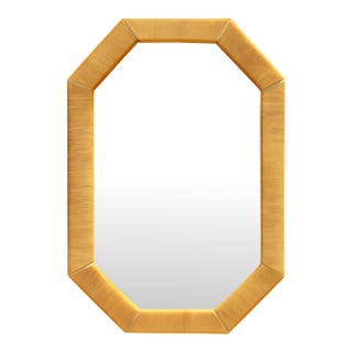 Vintage Octagonal Rattan Wrapped Wall Mirror For Sale