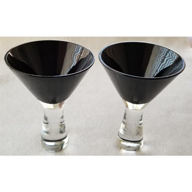 Black Glass Martini Cocktail Glasses a Pair Chairish
