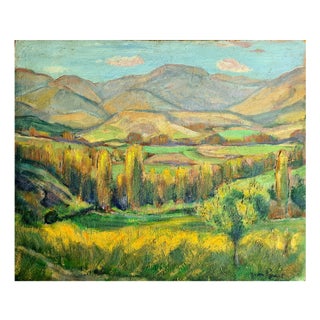 Jean Perret, Fauvist Landscape: The Golden Trees, Oil on Board, Mid-20th Century For Sale