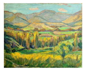 Jean Perret, Fauvist Landscape: The Golden Trees, Oil on Board, Mid-20th Century