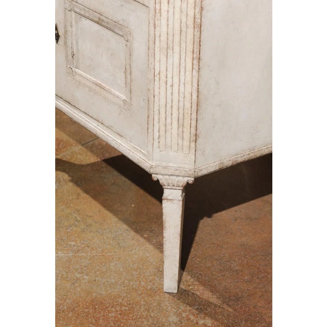 Swedish 1890 Painted Sideboard with Two Drawers, Two Doors and Fluted Side Posts For Sale - Image 9 of 12