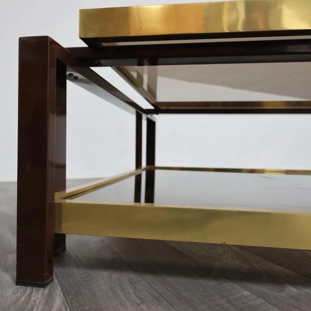Metal Hollywood Regency Geometric Brass and Glass Coffee Table, 1970s For Sale - Image 7 of 15