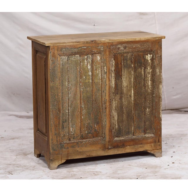 Brown Two-Door Nightstand Made From Antique Indian Teakwood Architectural Elements For Sale - Image 8 of 8