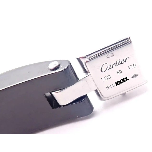 Black 1990s Cartier Maillon Panthere Diamond Ceramic White Gold Link Bracelet For Sale - Image 8 of 9