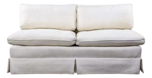 Late 20th Century MCM to Modern Slipper Style Loveseat or Armless Sofa Off White Textured Stripe Upholstery