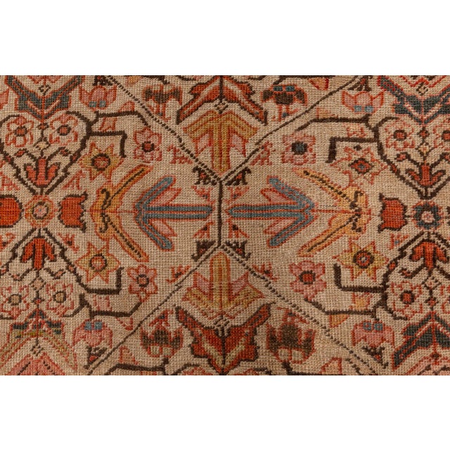 Persian Antique Persian Sultanabad Beige, Blue, Brown and Orange Handmade Wool Rug For Sale - Image 3 of 3