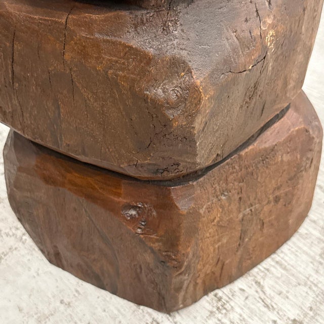 Brown Stacked Free-Form Wooden Side Pedestal Table For Sale - Image 9 of 9