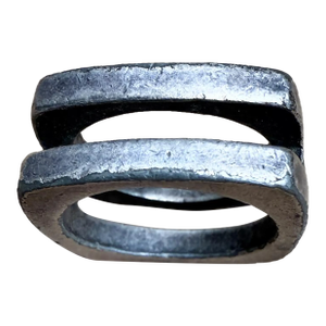 Heavy Metal Silver Ring Double Band Modernist Design