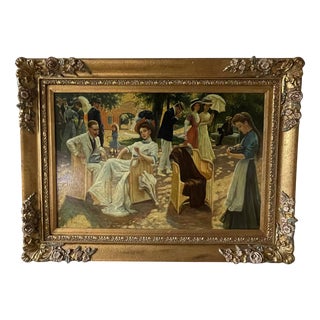 After Oscar Arthur Bluhm, Midsummer Day, Oil on Panel, Framed For Sale