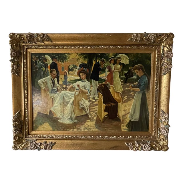 After Oscar Arthur Bluhm, Midsummer Day, Oil on Panel, Framed For Sale