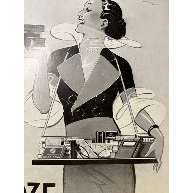Fantastic vintage print, 1934, from a French magazine, advertising cigars and cigarettes. Ready for matting and framing....