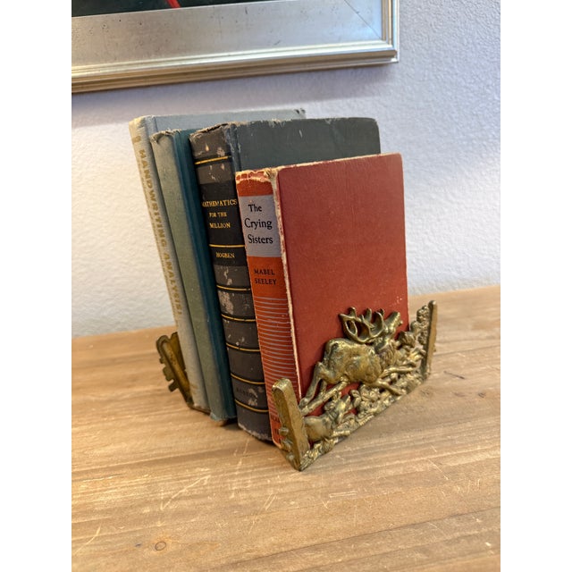 Antique Brass Elk Stag Book Ends / Letter Holder by ArtBrass of New York For Sale - Image 11 of 12