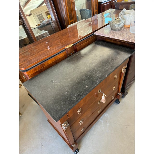 Brown 19th Century French Empire Marble Top Chest of Drawer or Commode For Sale - Image 8 of 12
