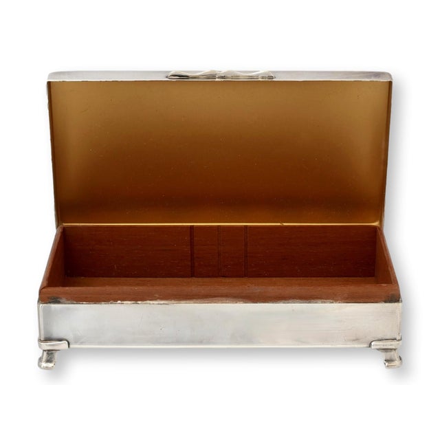 Mid-Century Modern Mid-Century English Silverplate Cigarette Box For Sale - Image 3 of 6