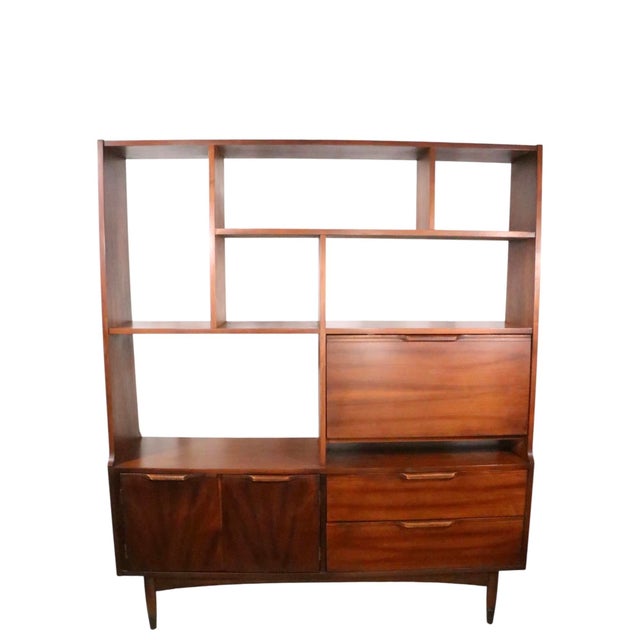 Brown Mid Century Modern Wall Unit Room Divider For Sale - Image 8 of 16