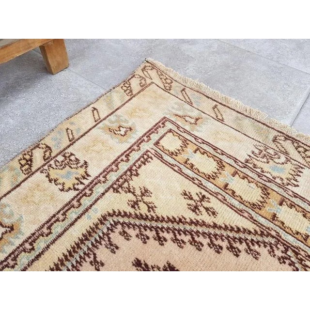 Tan 1960s Handknotted Vintage Wool Rug For Sale - Image 8 of 10