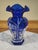 Blue Vintage Fenton 100th Anniversary Cobalt Blue Hp Deer in Winter Scene Glass Hexagon Vase For Sale - Image 8 of 8