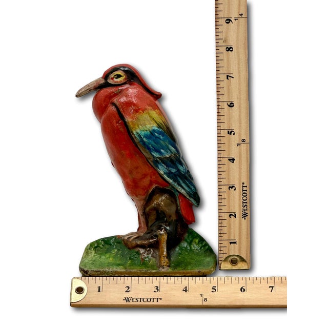 Outstanding & Rare Antique Beautifully Hand Painted Albany Foundry Cast Iron Heron Doorstop Circa 1920s For Sale - Image 17 of 18