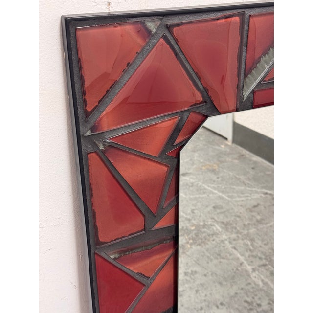 Post Modern Custom Design Metal + Red Ceramic Mirror For Sale - Image 4 of 12