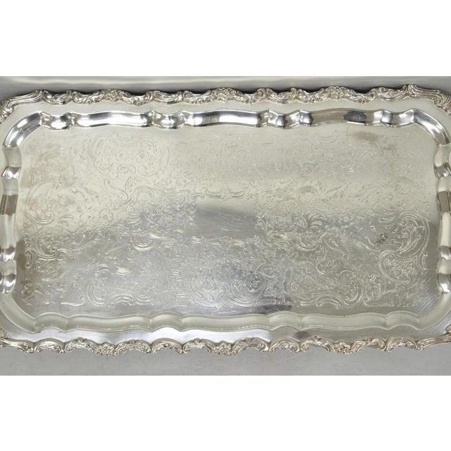 Vintage Taunton Statehouse Victorian Silver Plated Narrow Serving Platter Tray For Sale - Image 4 of 14