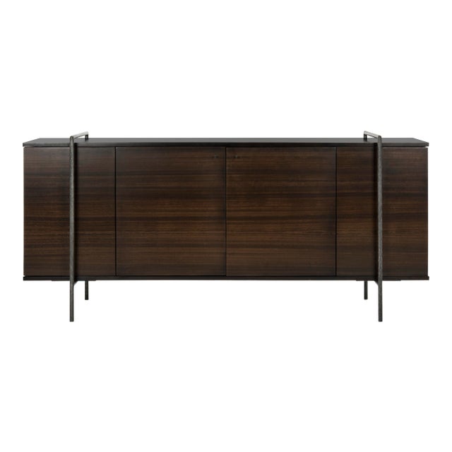 Wood Sideboard, Brown & Black For Sale