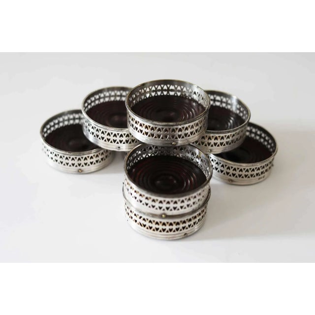 Silver Antique Wine Coasters - Silver on Copper - Set of Eight For Sale - Image 8 of 9