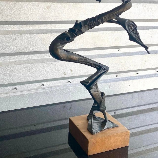 Midcentury Brutalist Bronze Abstract Sculpture Signed Robert Cool For Sale - Image 13 of 16