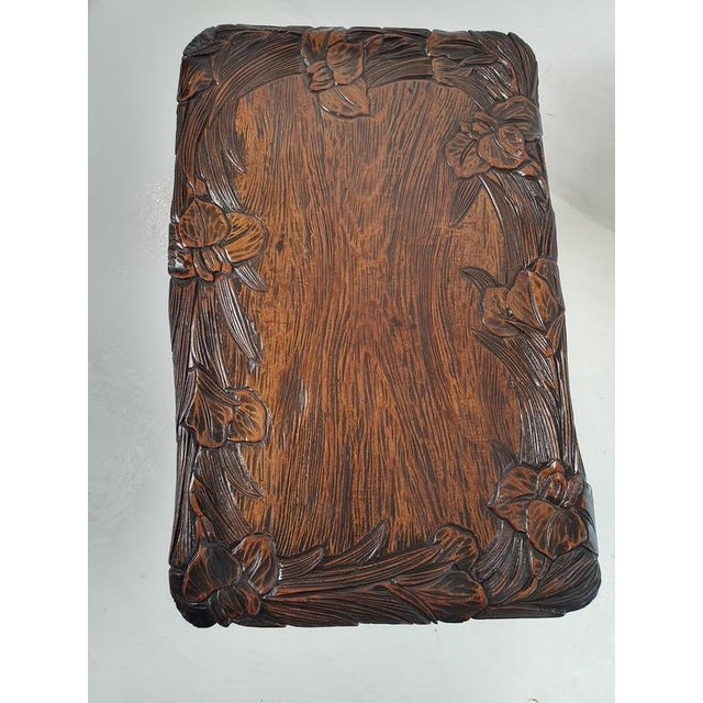 Japanese Art Nouveau Hand-Carved Kamakura Bori Side Table, 1900s For Sale - Image 4 of 12