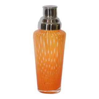 Italian Murano Style Orange Art Glass Cocktail Shaker For Sale