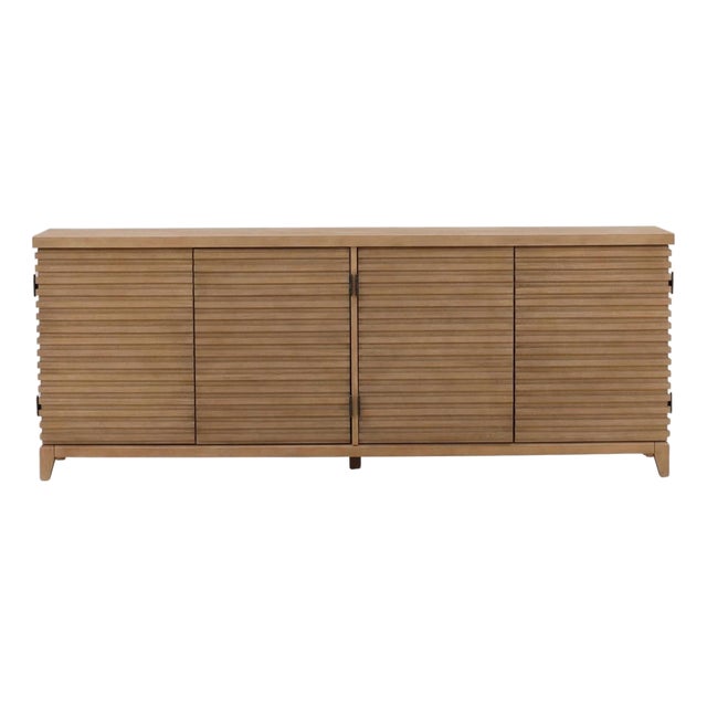 Slatted Wheat Acacia Wood Sideboard For Sale