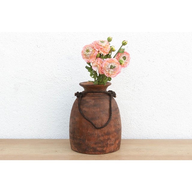 Wood Antique Rustic Wooden Milk Pot For Sale - Image 7 of 7