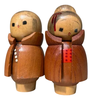 Vintage Kawaii Kokeshi Dolls, Japan, 1970s, Set of 2