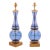 Immaculate Pair of Cobalt Eglomise Hourglass Lamps - 1960s Marbro Lamp Co. For Sale