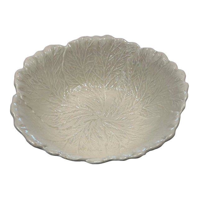 Vintage Trompe-l'Oeil White Cabbage Leaf Bowl by California Pottery For Sale