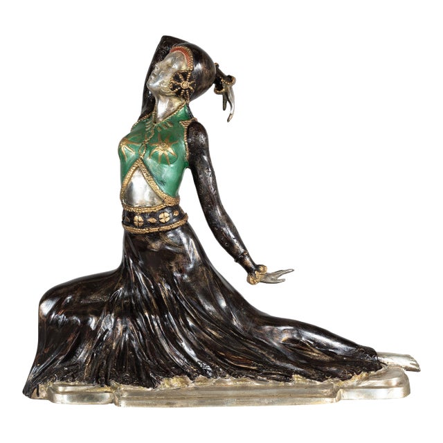 Art Deco Style Cold-Painted Dancer Sculpture After Demetre Chiparus For Sale