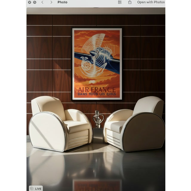 2-Piece Art Deco Streamline Moderne Seating Suite by Jaz — After Donald Deskey Royalchrome, c.1990s For Sale In Aspen - Image 6 of 6