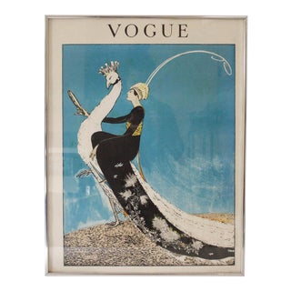 Vintage Vogue Framed Poster Print Woman & Peacock For Sale