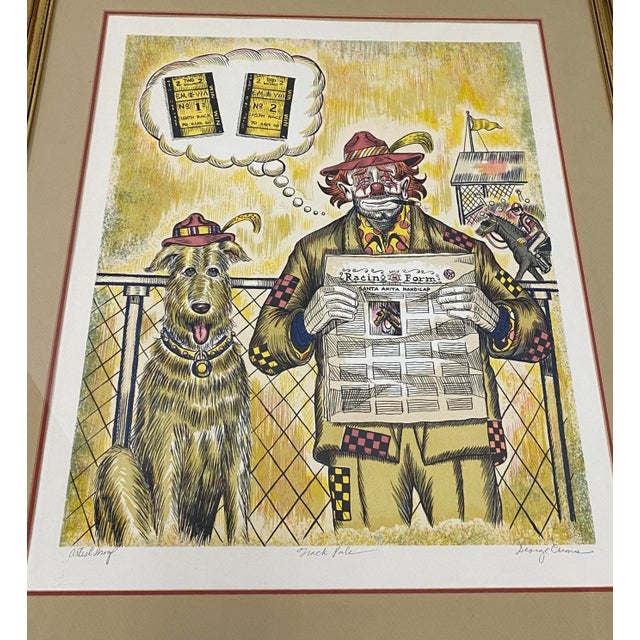 George Cronias (1925-2004) "Track Pals" Original Color Lithograph C.1960 Track pals hanging out on a nice day at Santa...