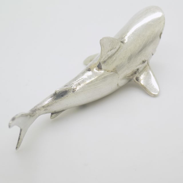 Metal Vintage Italian Handmade Genuine Silver Large Shark Figurine Sculpture, Made in Tuscany (Arezzo) For Sale - Image 7 of 10
