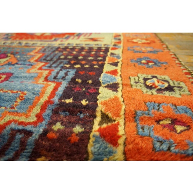 Brown Happy Jewel Tones Multicolored Tribal Geometric Antique Rustic Turkish Yuruk Rug For Sale - Image 8 of 9