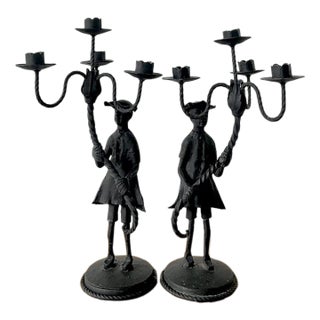Vintage Boho Forged Iron Candelabras - Set of 2 For Sale