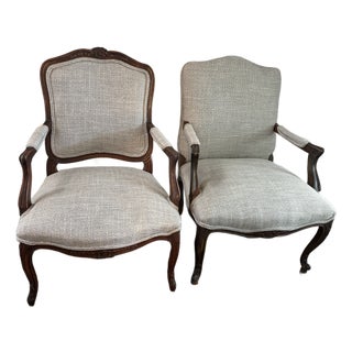 Upholstered French Style Chairs- A Pair For Sale